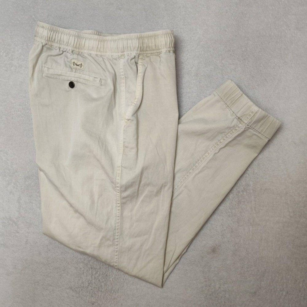Marine Layer Pants Mens Medium Beige Saturday Jogger Relaxed Elastic Waist Chino